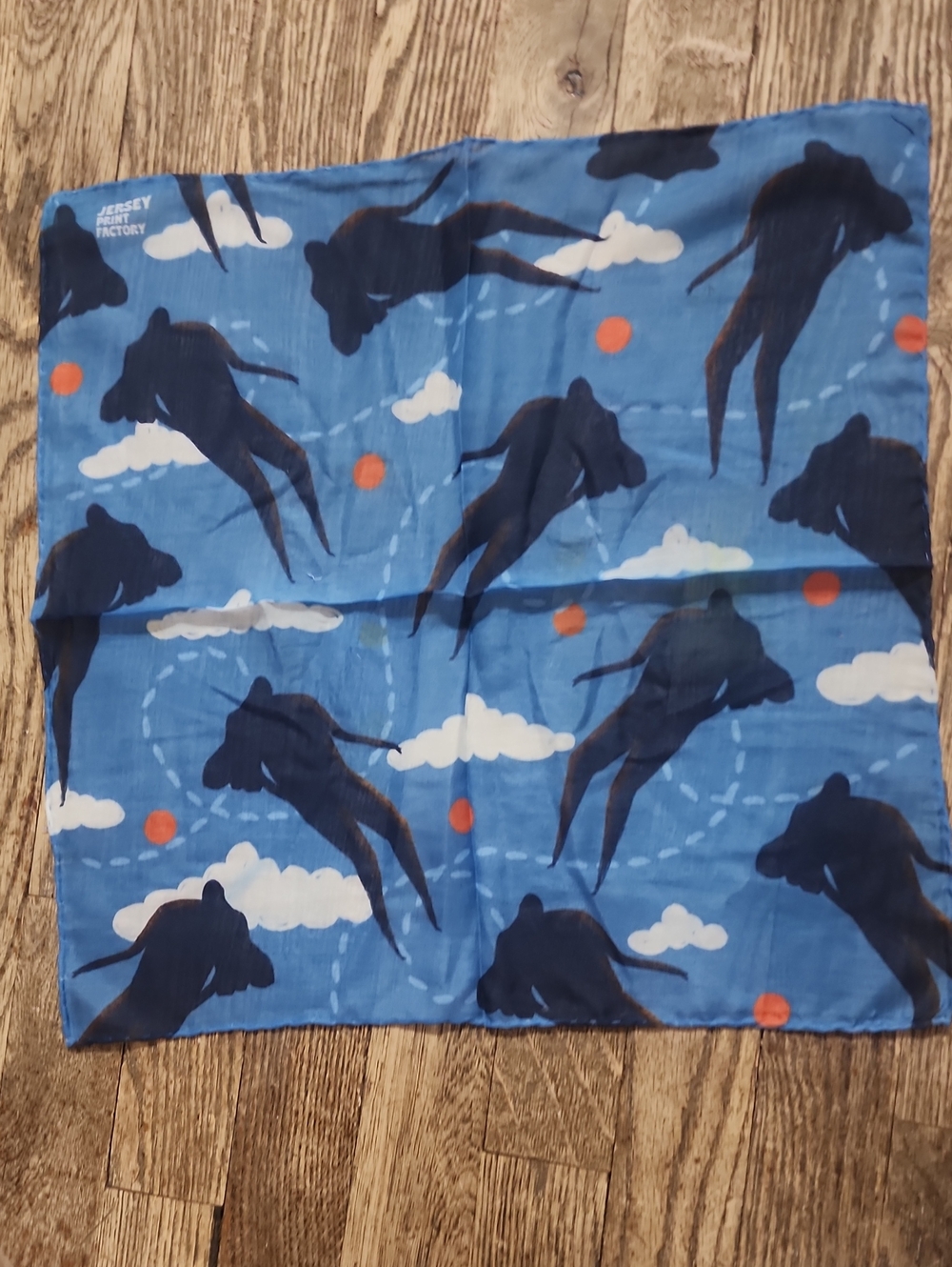 Black Men on a Blue Print Neckercheif Scarf Cotton Square 16" x 16" NWT